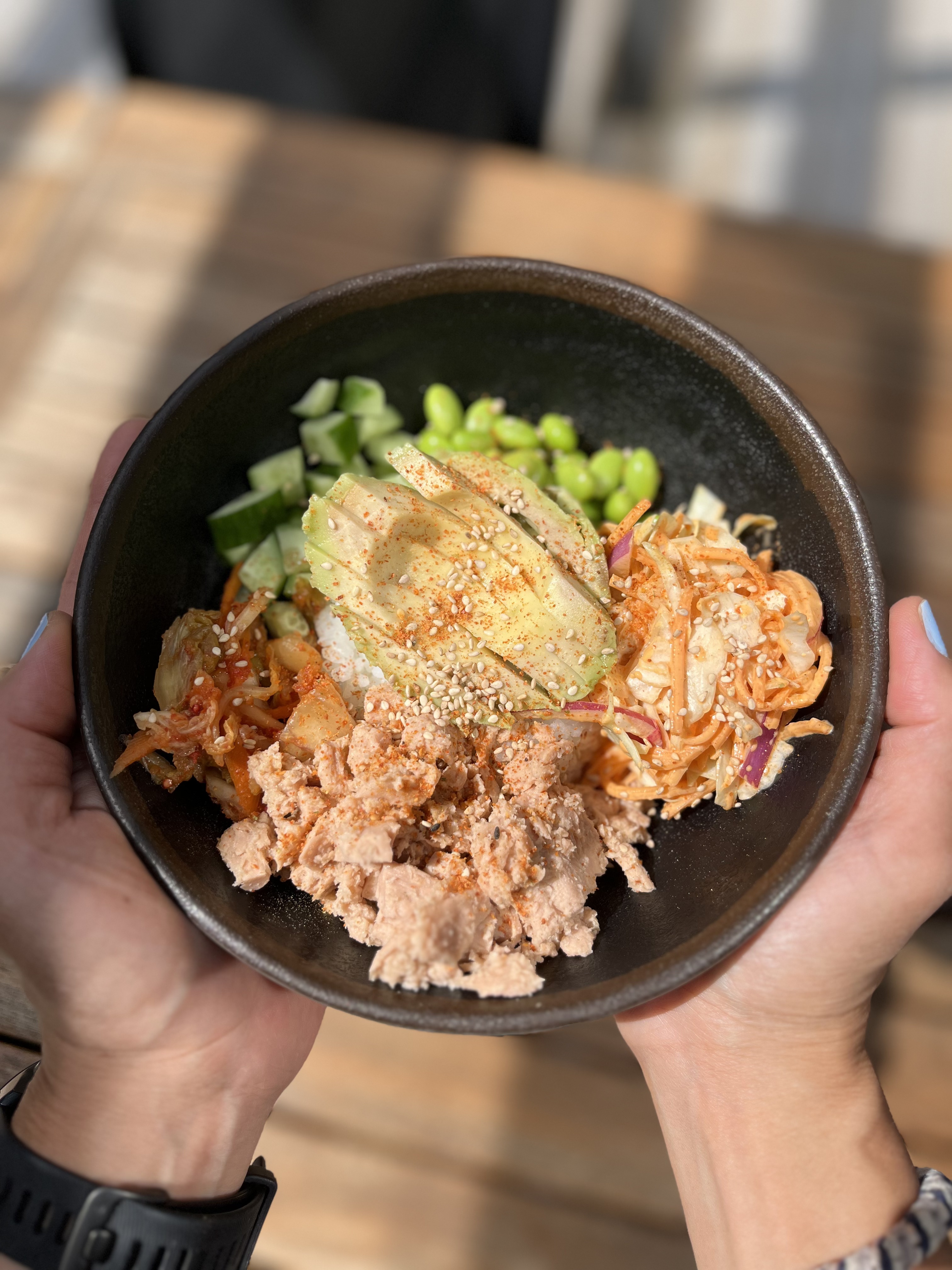 High Protein Poke Bowl with Spicy Asian Slaw
